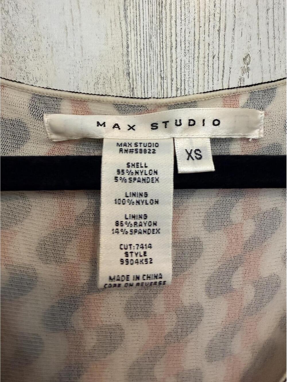Max Studio Women's XS Dress Midi V-Neck Retro Print Empire Waist Orange Black - Picture 5 of 12